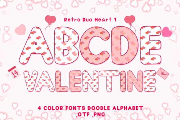 Retro Duo Heart 1: Adorable Color Fonts for Every Project
